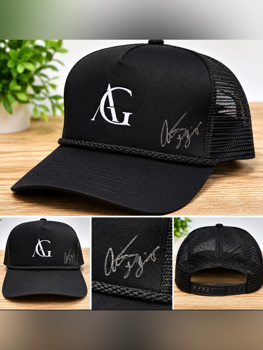 Signed Austin Giorgio AG Black Corded Trucker Hat SnapBack Country Music Merc